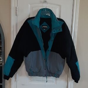 VTG 90s Pacific Crest SKOR Action Wear Coorblock Ski Jacket - Teal/Black -Small